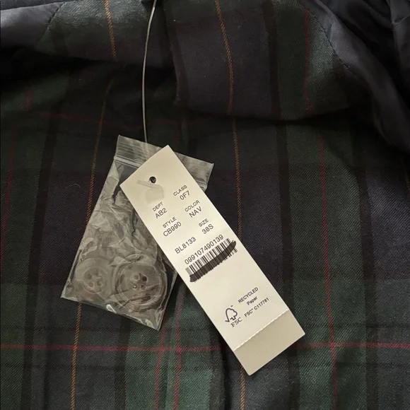 Mens JCrew Navy Blue Trench Coat Rivington car coat rain jacket size 38S - Picture 13 of 13